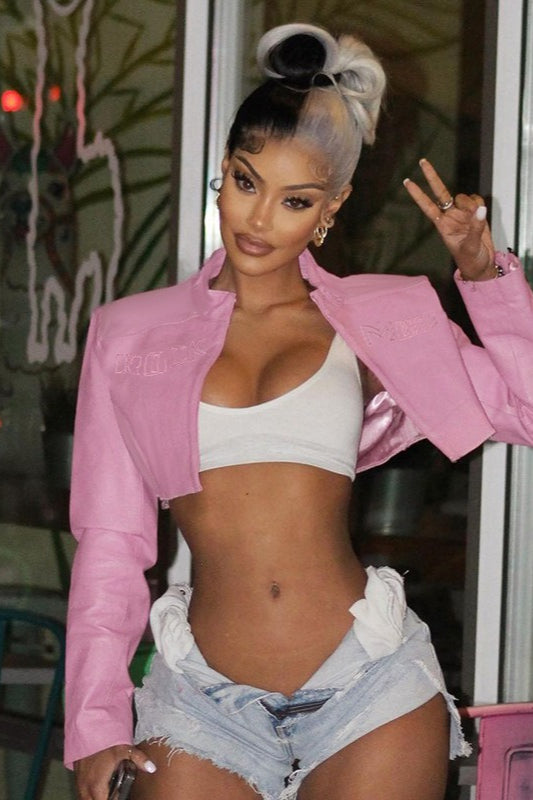 Sexy Pink Moto Varsity Jacket