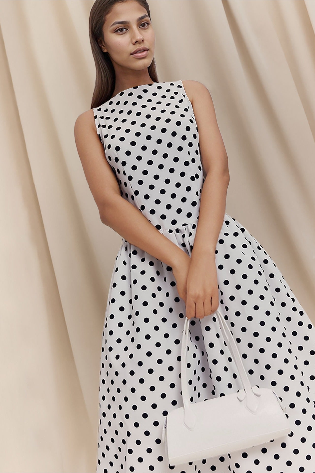 White Polka Dot Sleeveless Maxi Dress 2