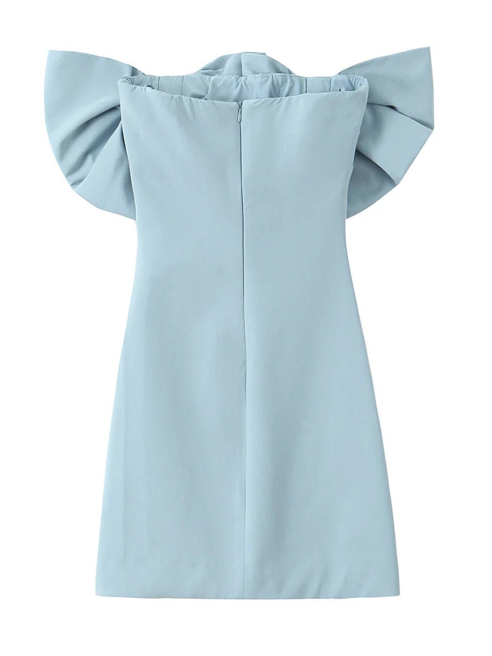 Blue Off Shoulder Bow Detail Fit and Flare Mini Dress 2