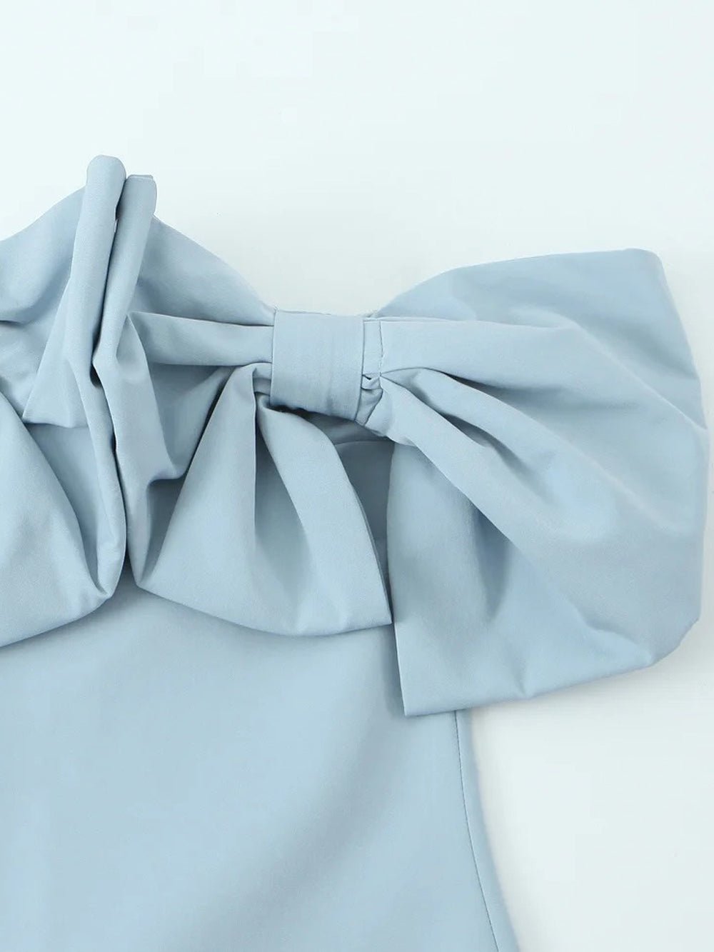 Blue Off Shoulder Bow Detail Fit and Flare Mini Dress 3