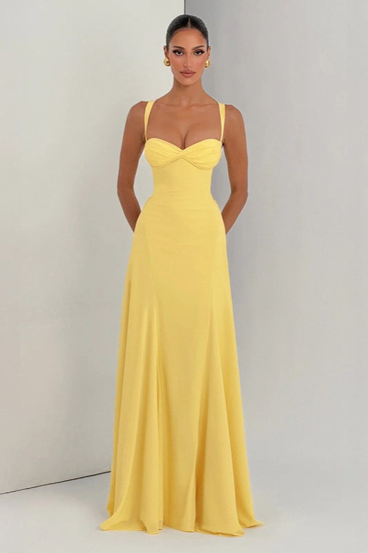 Solid Low Cut Strappy Cross Back Party Dress