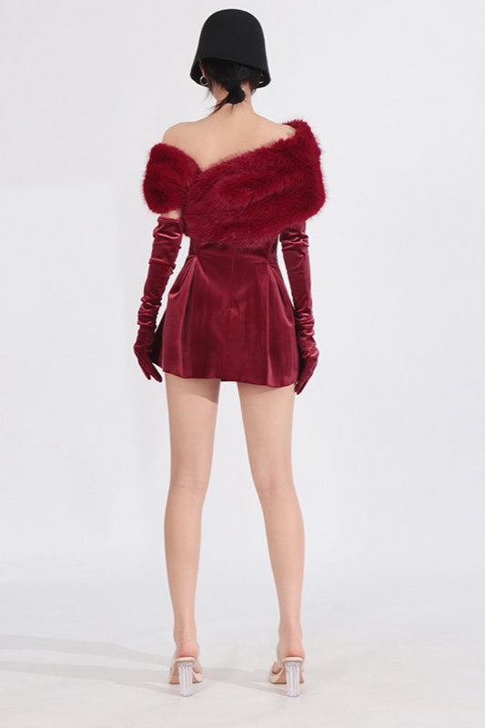 Red Crystal Embellished Strapless Bandage Dress 4