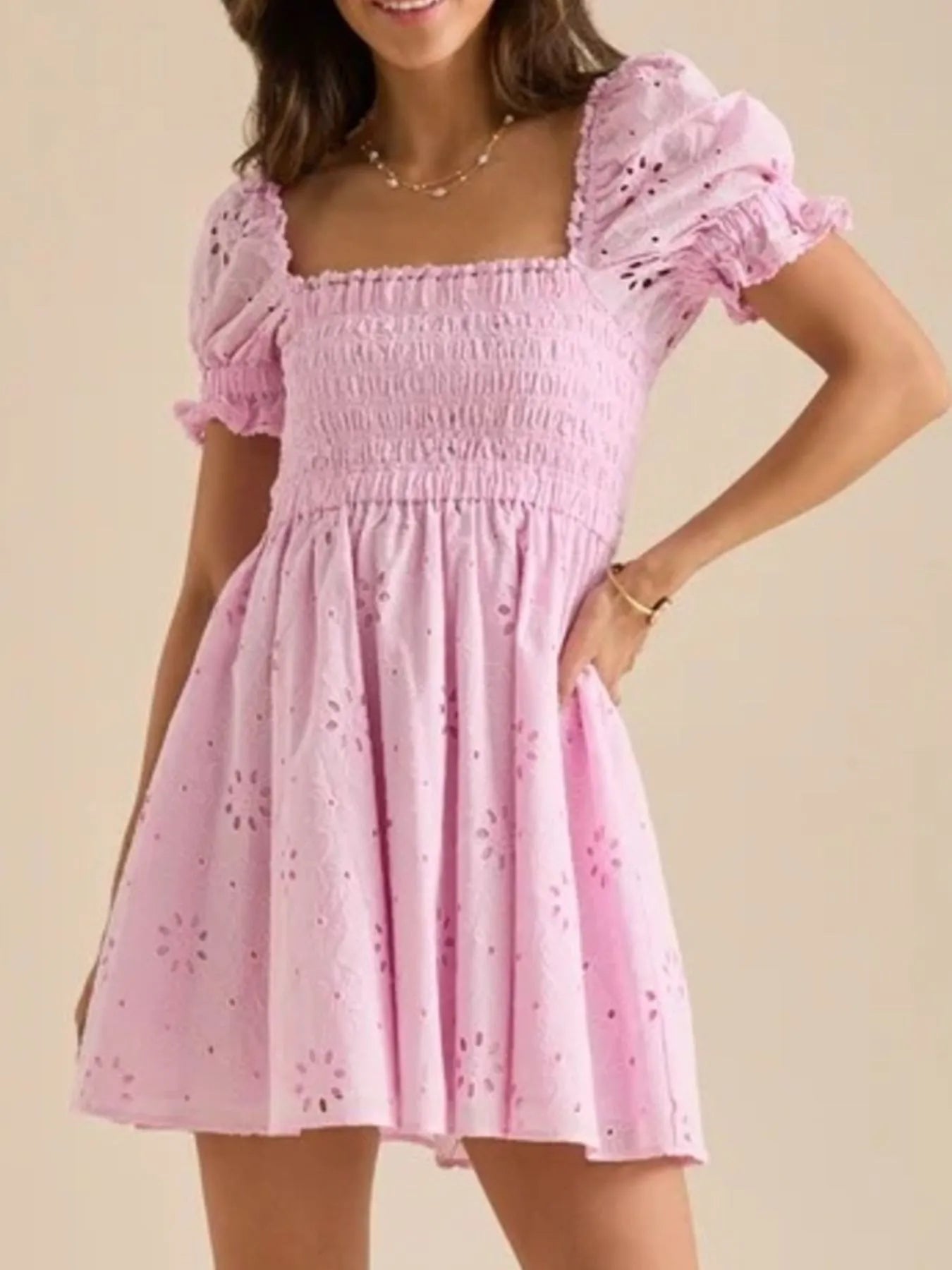 Maddalena Exclusive Puff Sleeve Open Back Mini Dress Boutique Collection