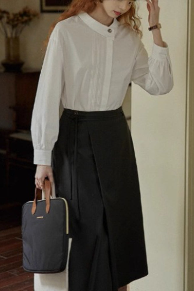French Linen Unique Collar Blouse