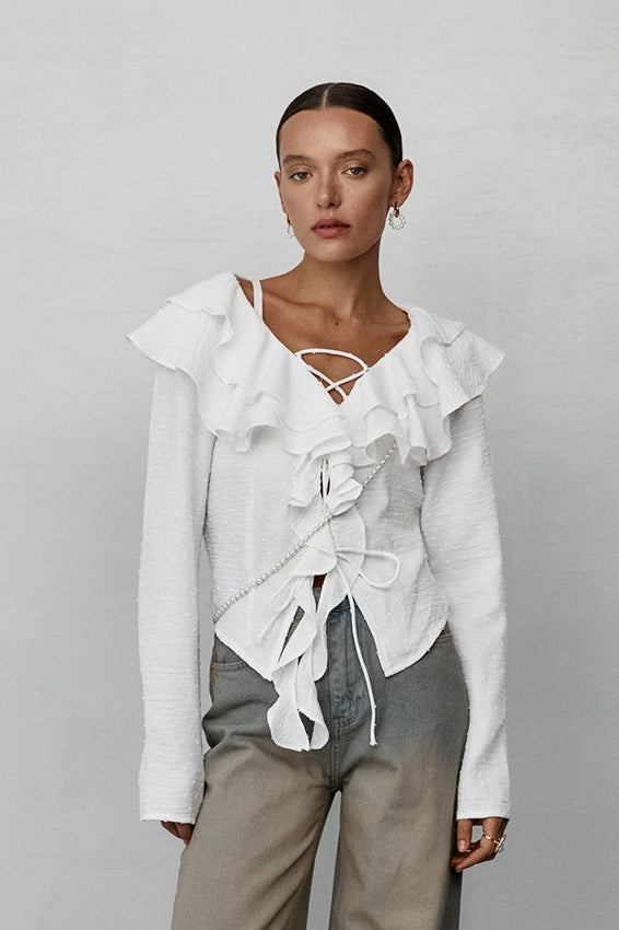 Long Sleeve Ruffle Blouse