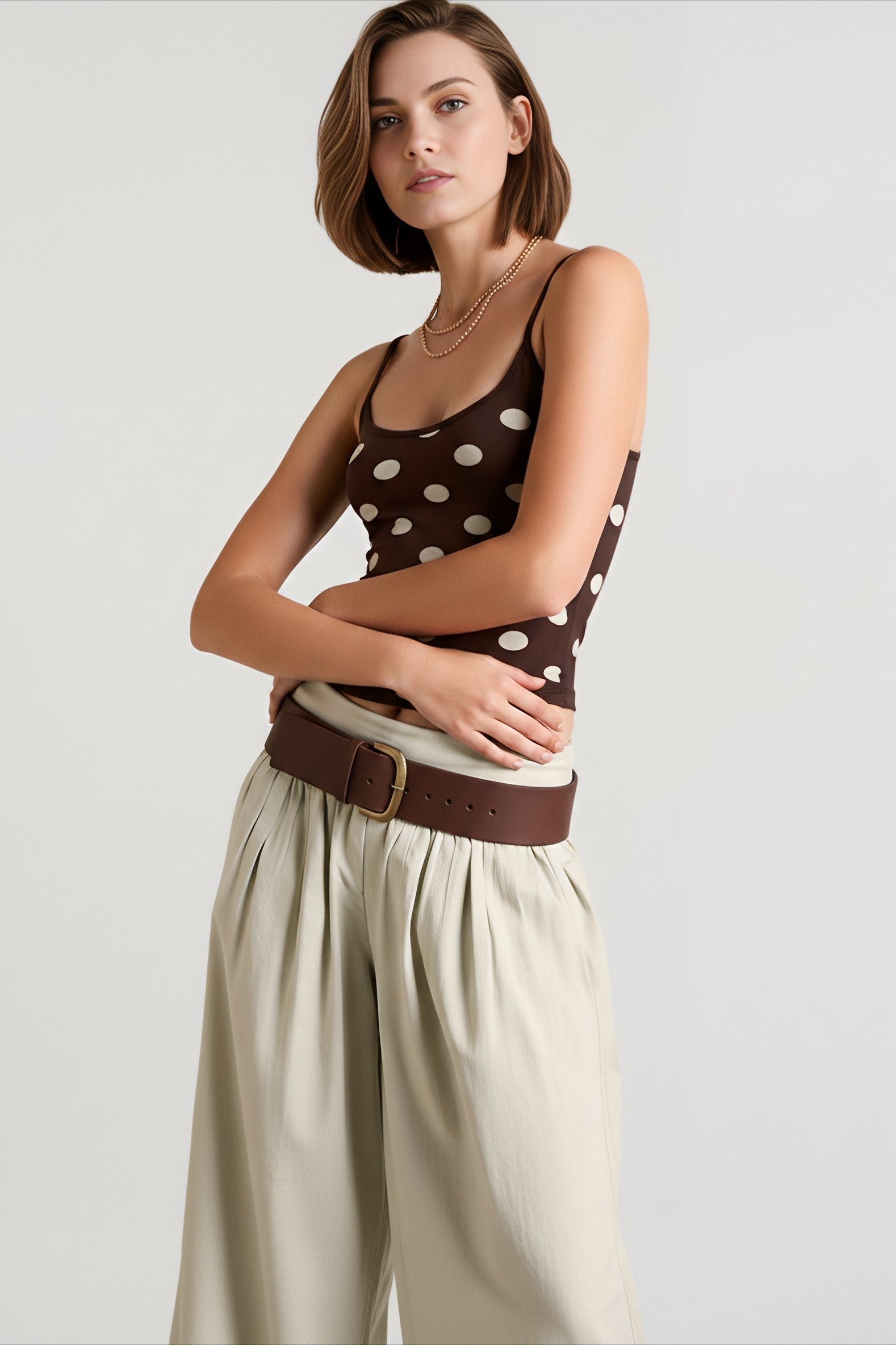 Slim fit polka dot cami top
