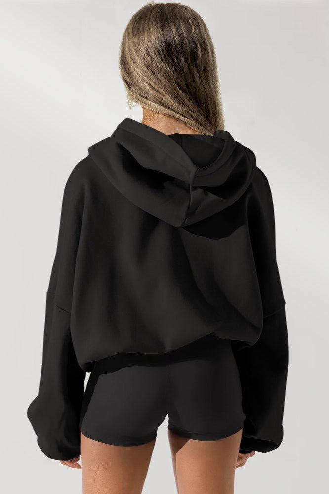 Solid Casual Long-Sleeve Zip Hoodie