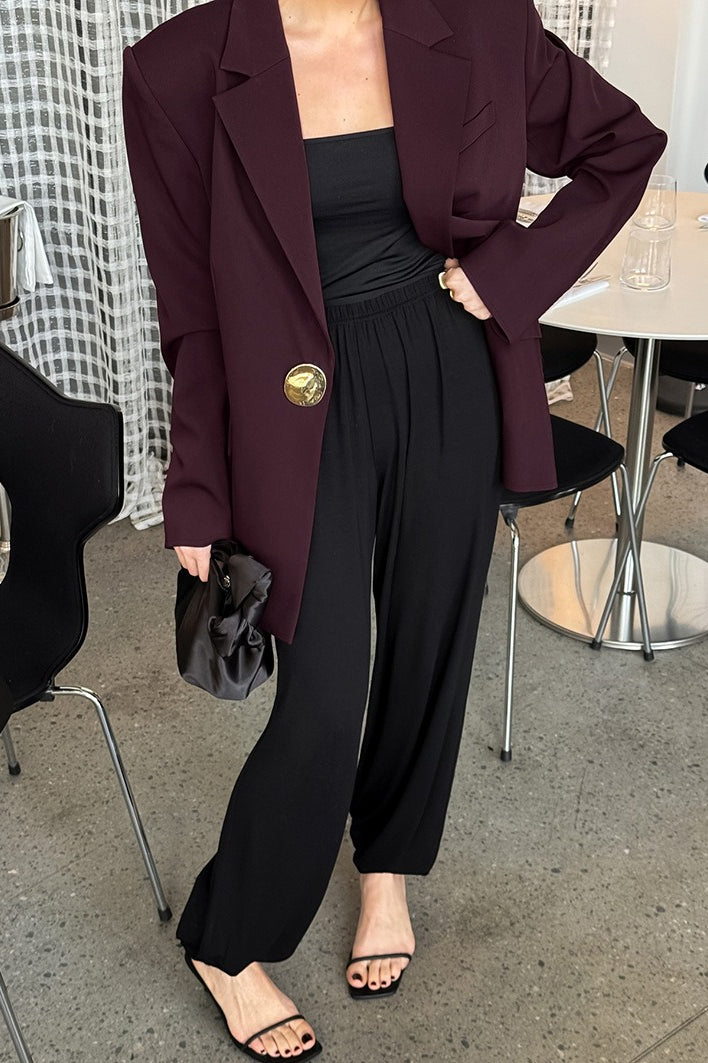 Burgundy Elevated Relaxed Blazer