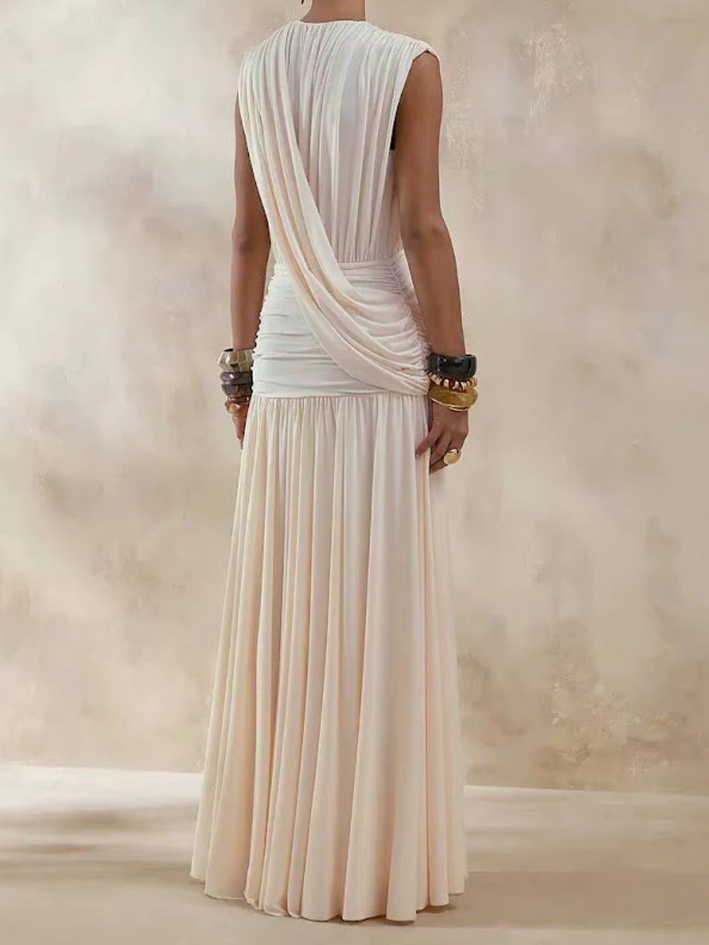 Alessia Ruched Plunge Maxi Dress