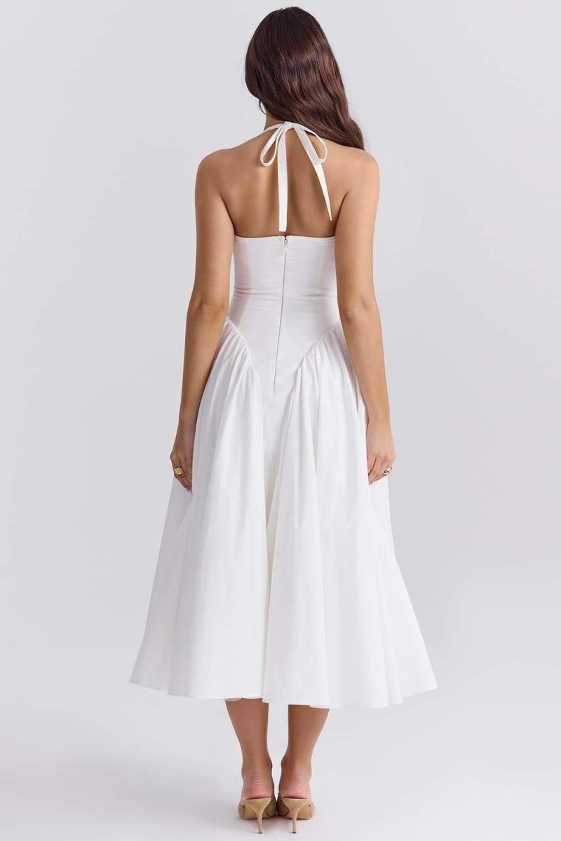 Wilma Effortless Halter Neck Midi Dress with Open Back Everyday Luxe Edit