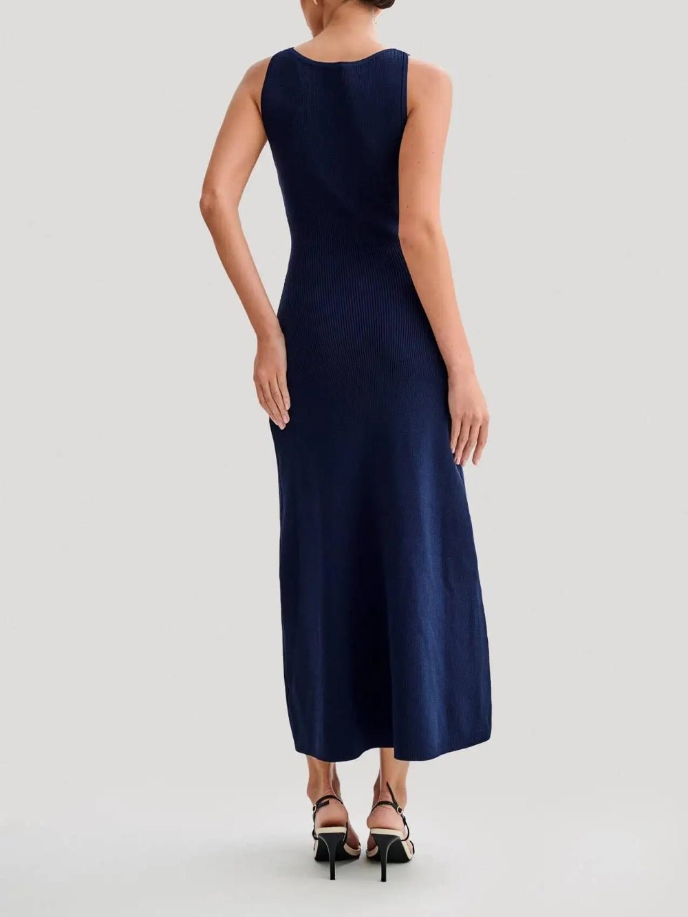 Knit Ribbed Sleeveless Button Front Mock Pocket Midi Dress 5