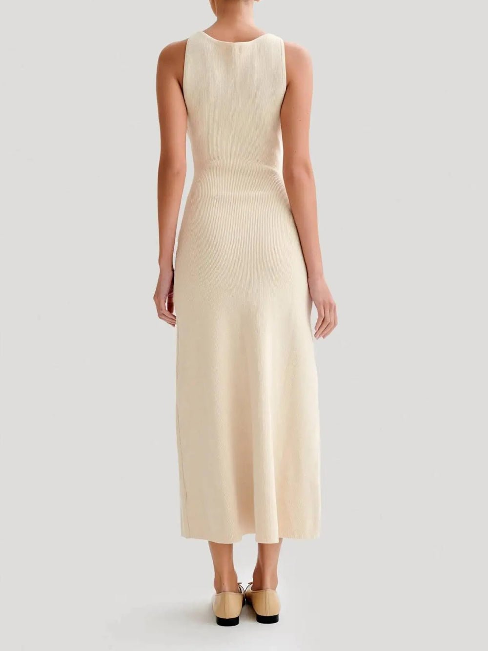 Knit Ribbed Sleeveless Button Front Mock Pocket Midi Dress 2