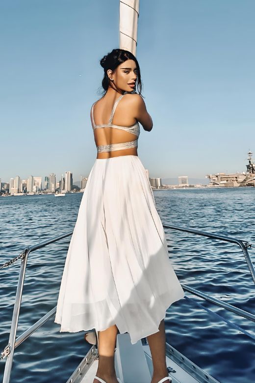 Ang Bandage Leather Crop Top - Gold