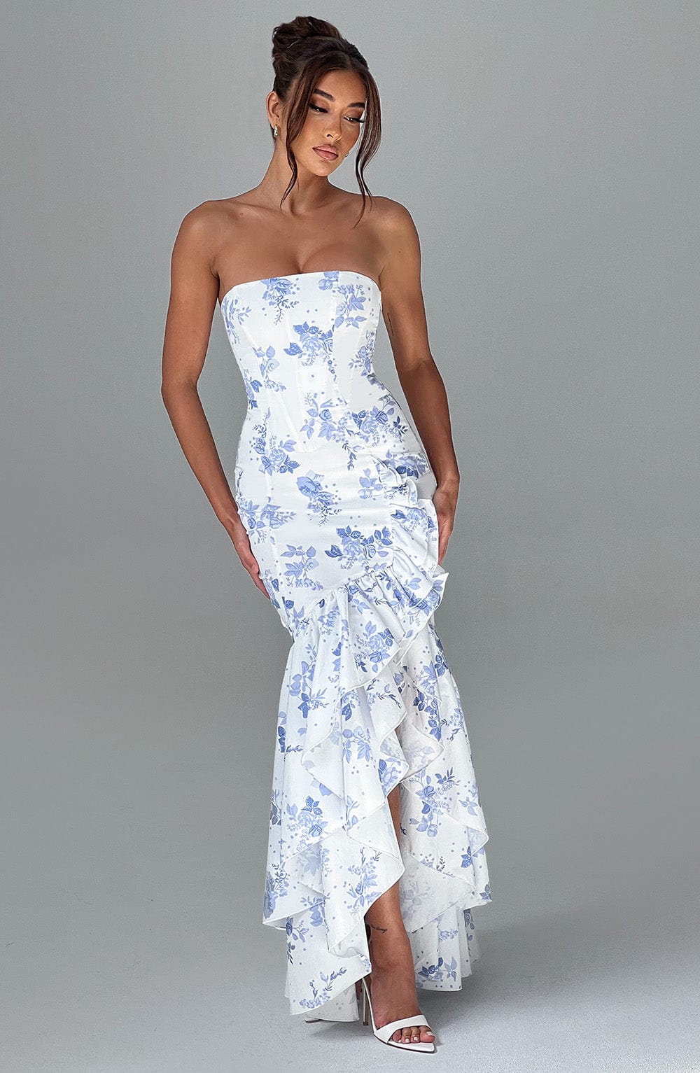 Angelina Maxi Dress Blue Floral Print