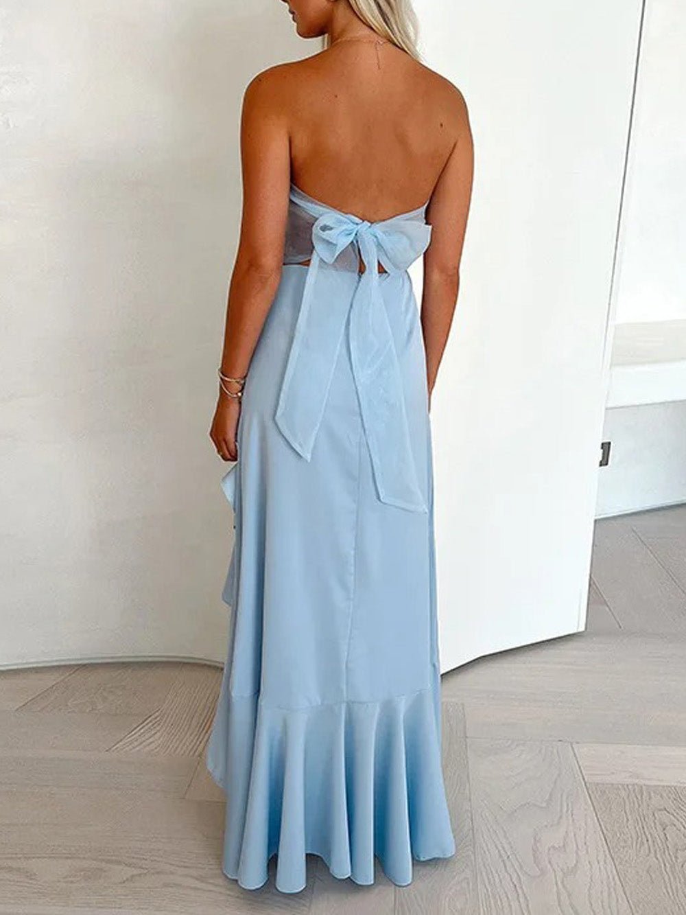Angie Ruffled Strapless Maxi Dress - Fashion Pov