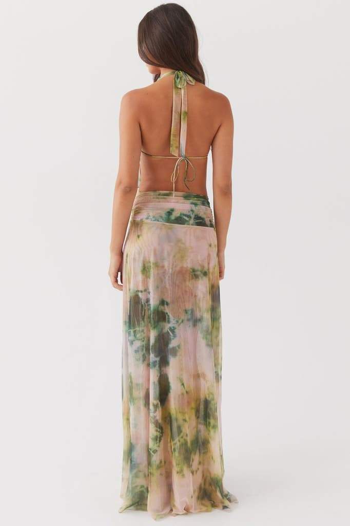 Petra Minimalist Printed Halterneck Maxi Dress Premium Wardrobe Essential