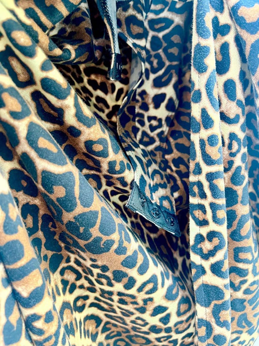 Leopard Print Deep V-Neck Long Sleeve Ruched Wrap Bodycon Maxi Dress 8