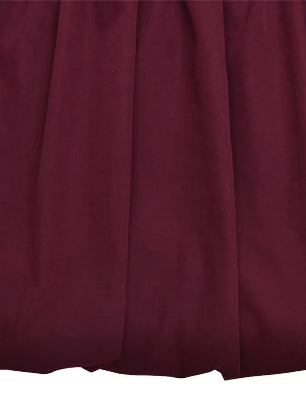 Burgundy Mock Neck Long Sleeve Bubble Hem Fit and Flare Mini Dress 7