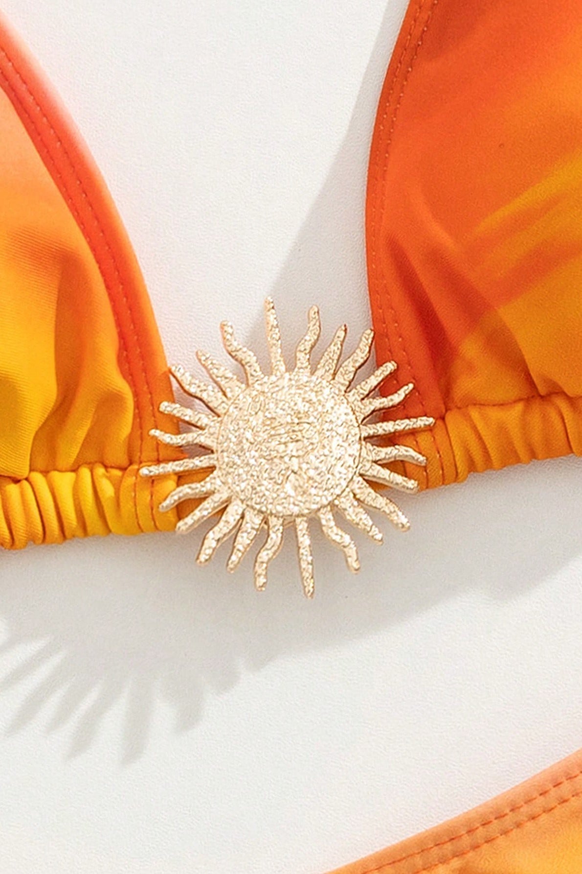 Gradient Print Sun Metal Detail Halter Bikini Set
