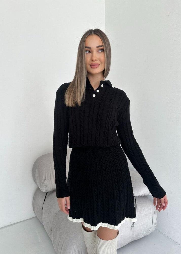 Cable Knit Buttoned Sweater Dress Set