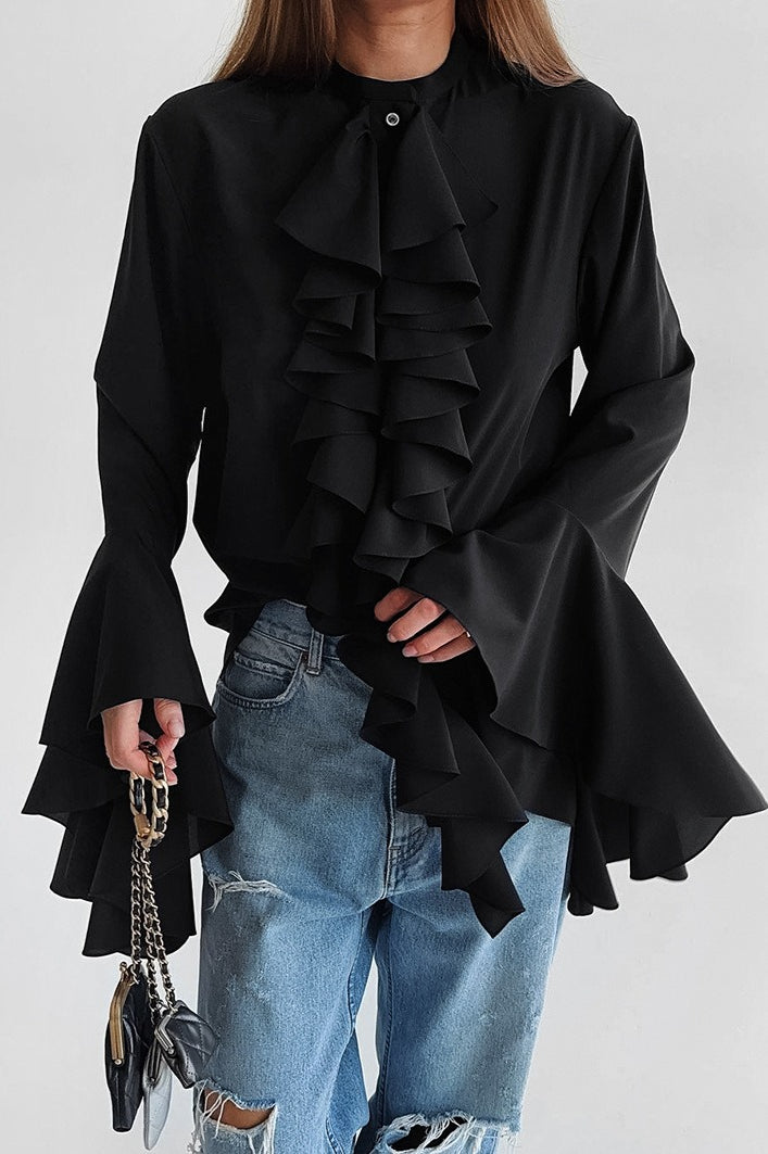 Ruffled Long-Sleeve Elegant Blouse