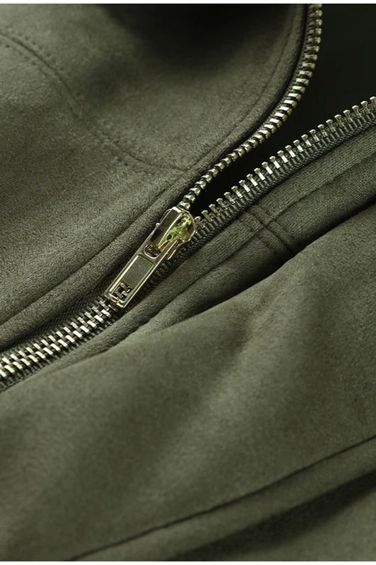 Suede Cropped ZipUp Jacket