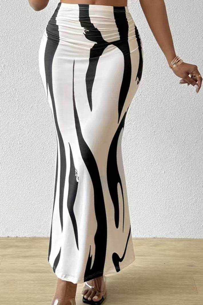 Zebra Print Fishtail Pencil Skirt