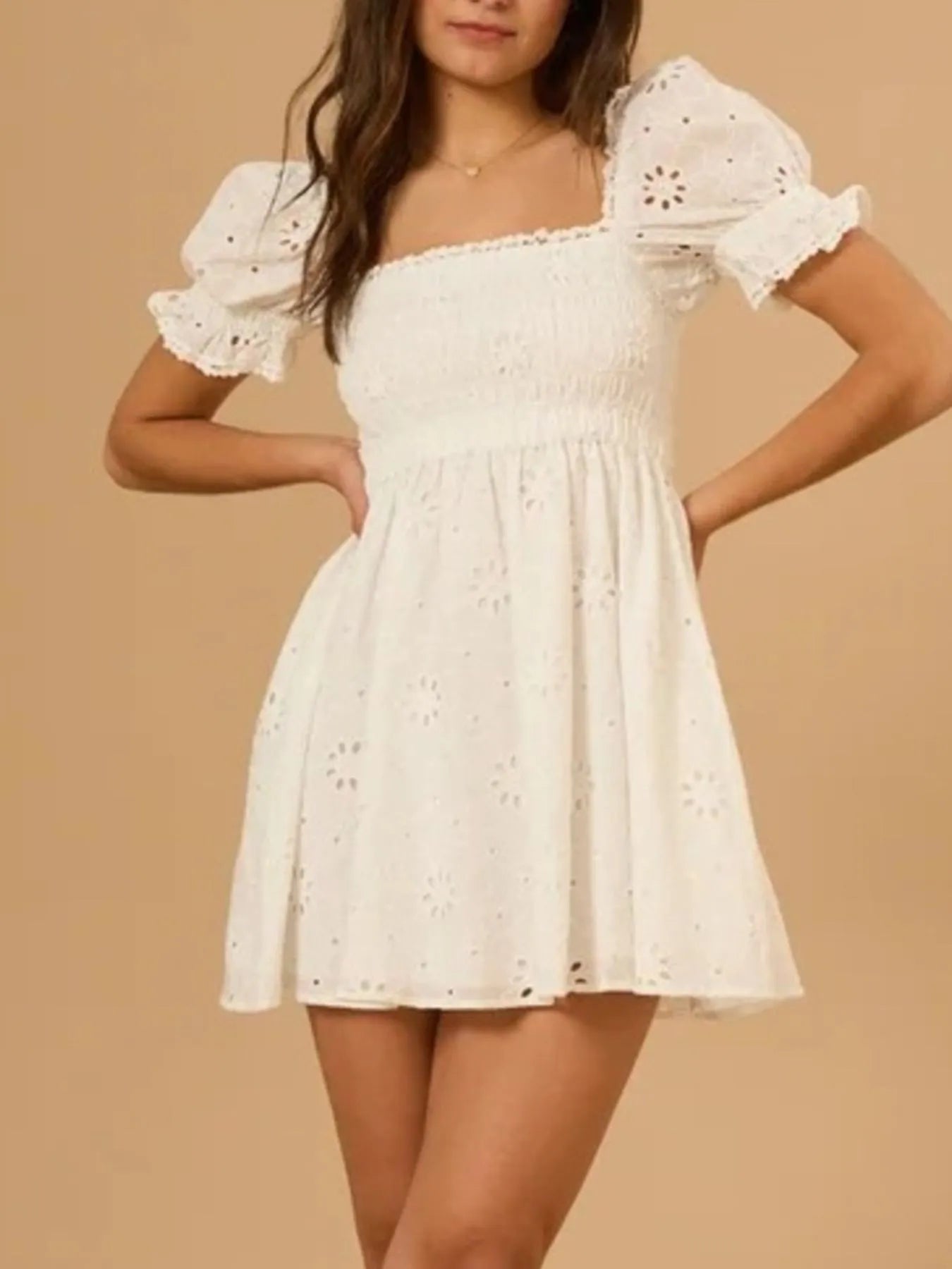 Maddalena Exclusive Puff Sleeve Open Back Mini Dress Boutique Collection