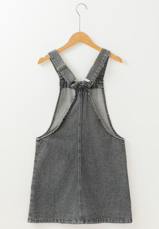 Hortensia Elevated Denim Overall Dress with Wide Straps and Buttons Chic Silhouette Collection