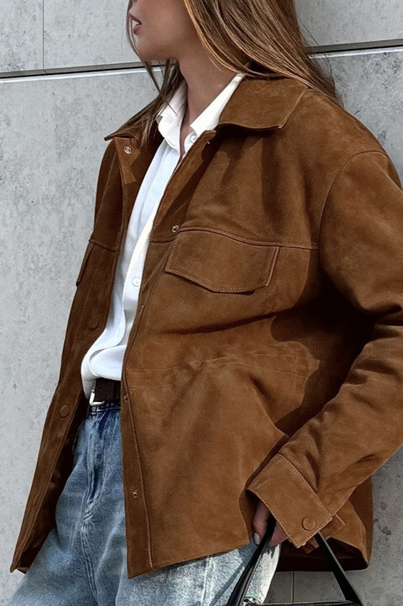Retro Suede Lapel Slim Jacket