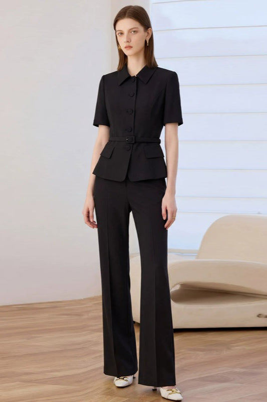 Square Neck Slim Fitted Two Piece Work Set