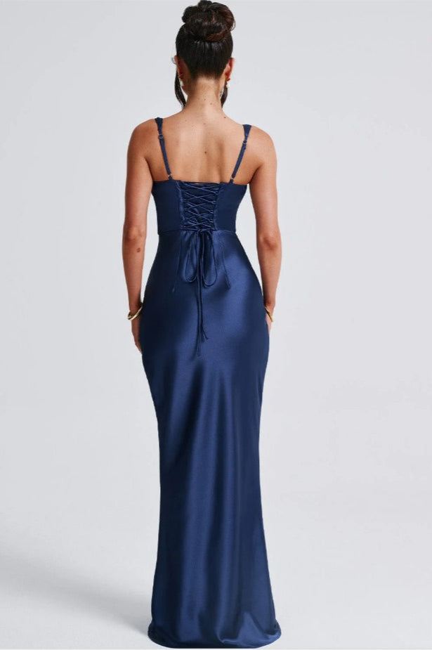 VNeck Bone Detail Silk Dress