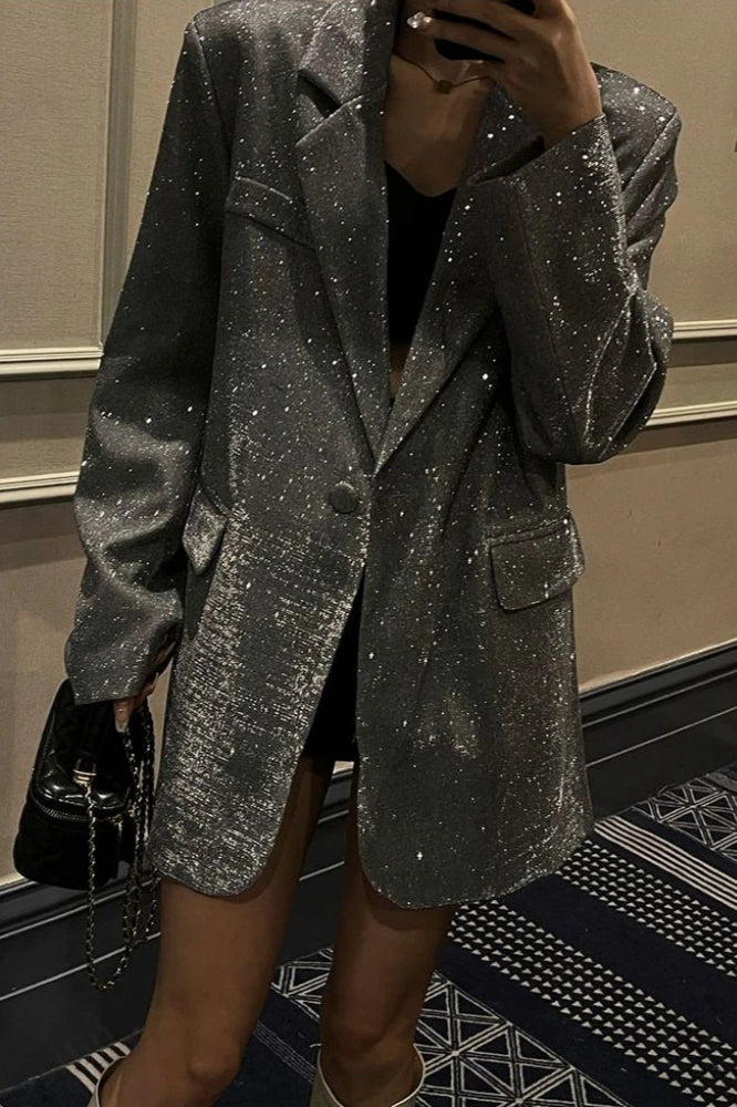 Chic SingleBreasted Sequin Blazer