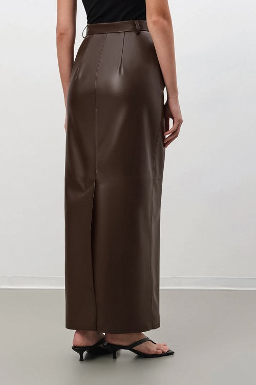 Retro PU Leather ALine Bodycon Skirt