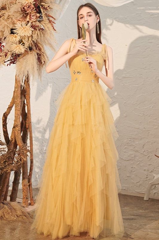 Yellow Spaghetti Strap Ruched Bodycon Mini Dress 3