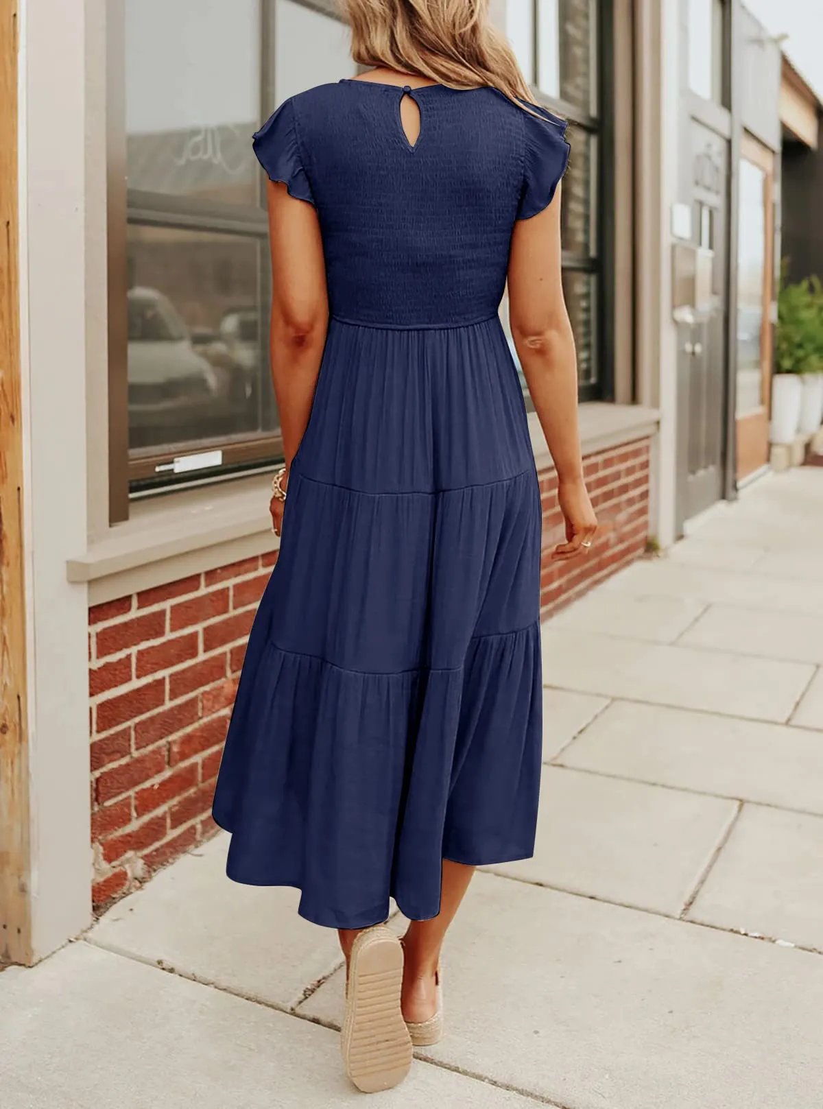 summer casual flowing short midi dress