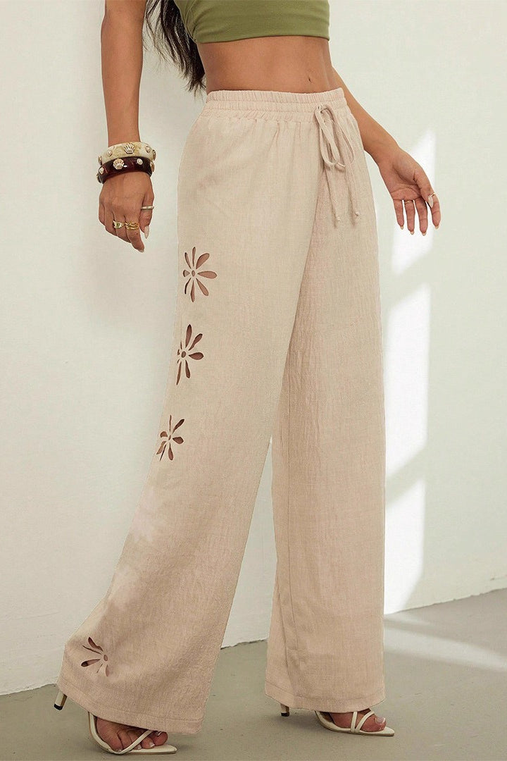 Hollow Out Straight Leg Boho Pants