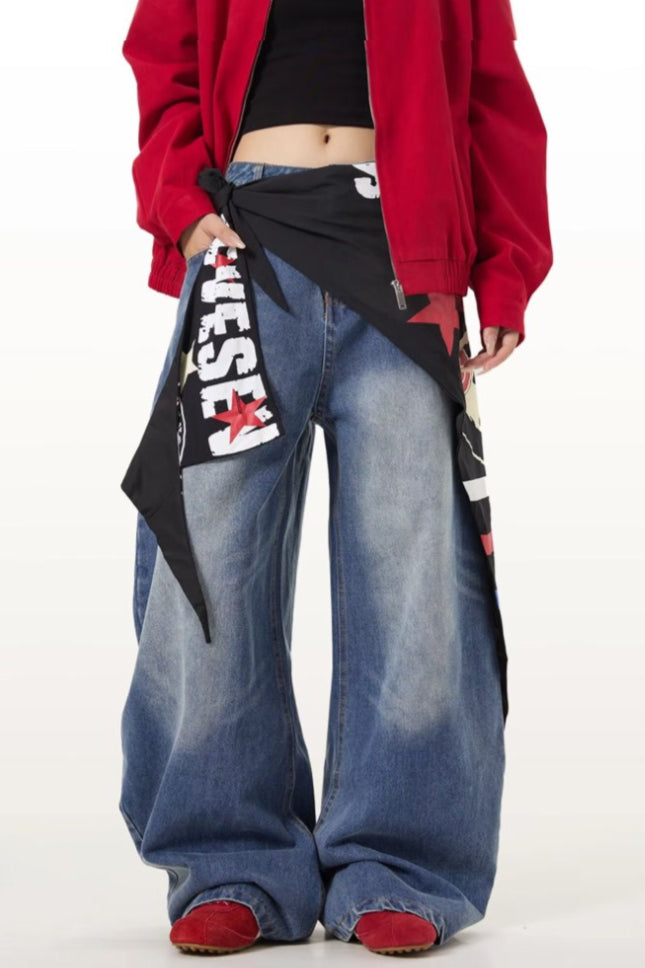 Vintage Lightweight Cargo High Waist Flare Jeans