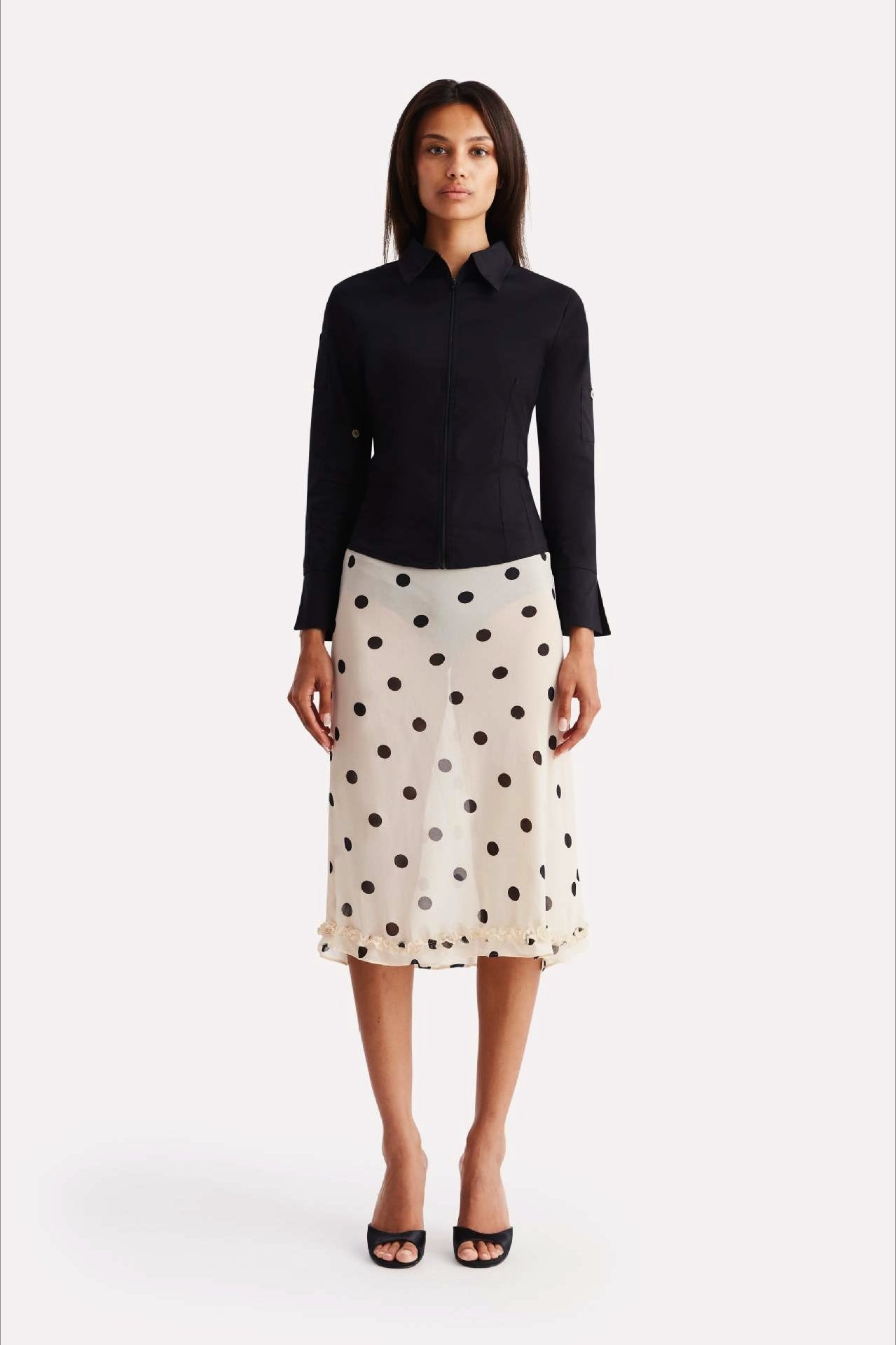Polka Dot High Waist A-Line Skirt