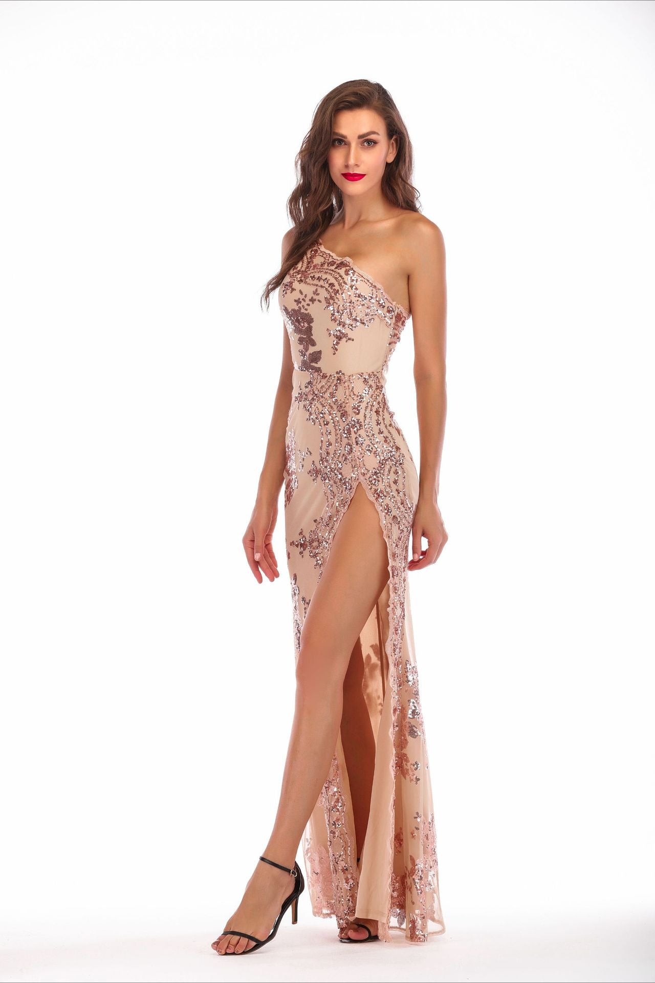 Sequin Backless Asymmetric Dress