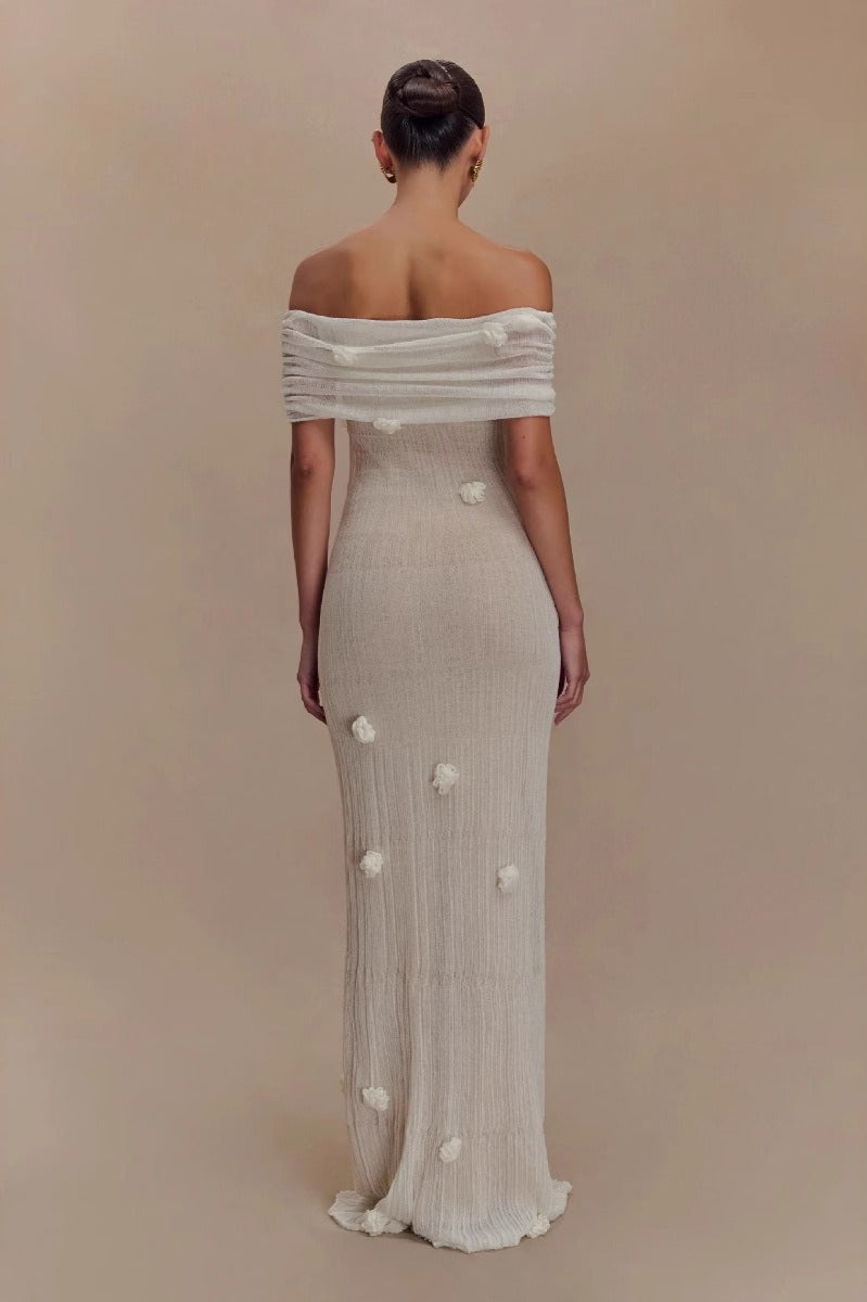 Floral Off-Shoulder Strapless Maxi Party Dress