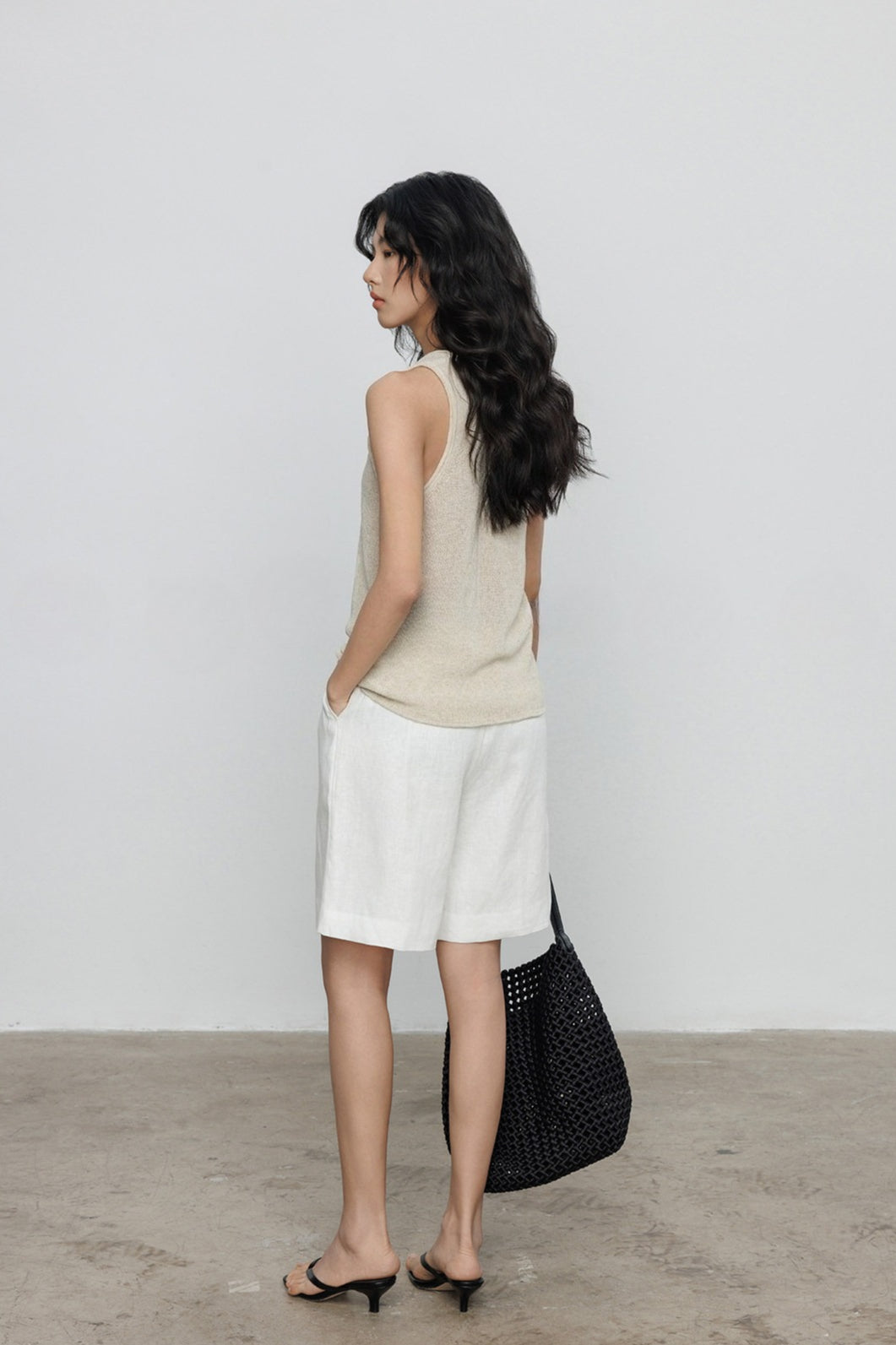 Linen High Waist Casual Shorts Pants