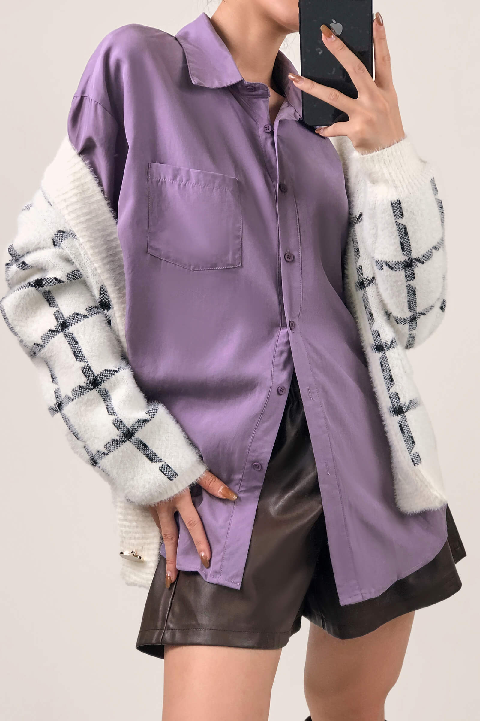 Slate Blue Long Sleeve Button Front Shirt