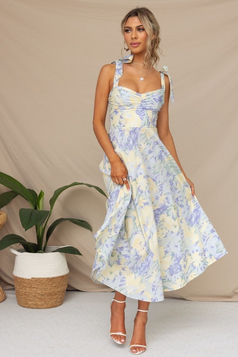 Otilia Exclusive Printed Midi Dress with Straps Boutique Collection