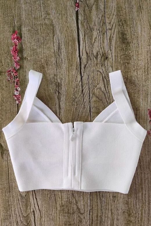 Bee Bandage Crop Top - White Pearl