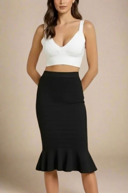 Bee Bandage Crop Top - White Pearl