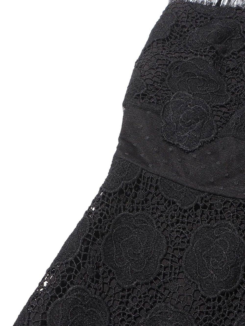 Lace Floral Rose Applique Spaghetti Strap Tiered Ruffle Maxi Dress 4