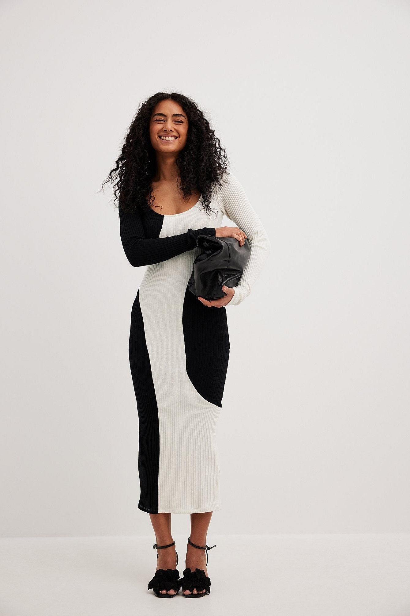Xiomara Exclusive Contrast Knit Midi Dress Elevated Occasion Wear