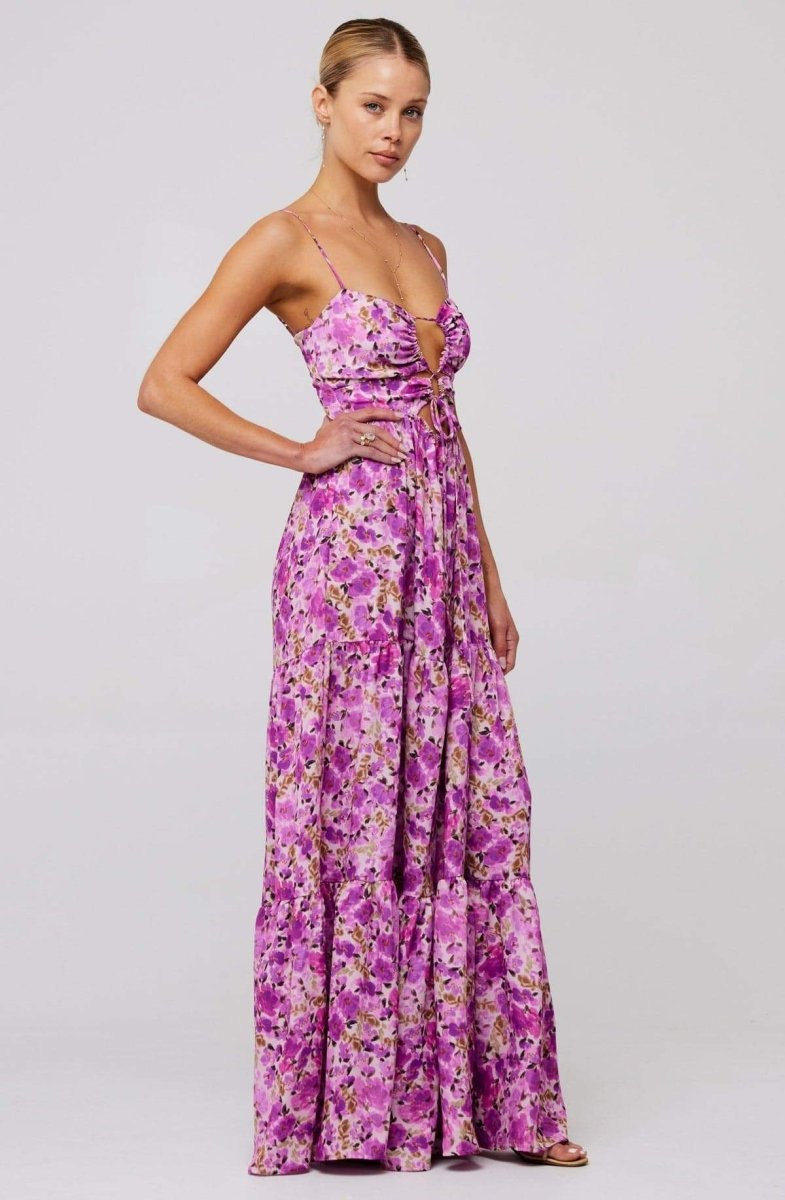 Verónica Premium Printed Maxi Strap Dress with Cut Outs Wardrobe Essential