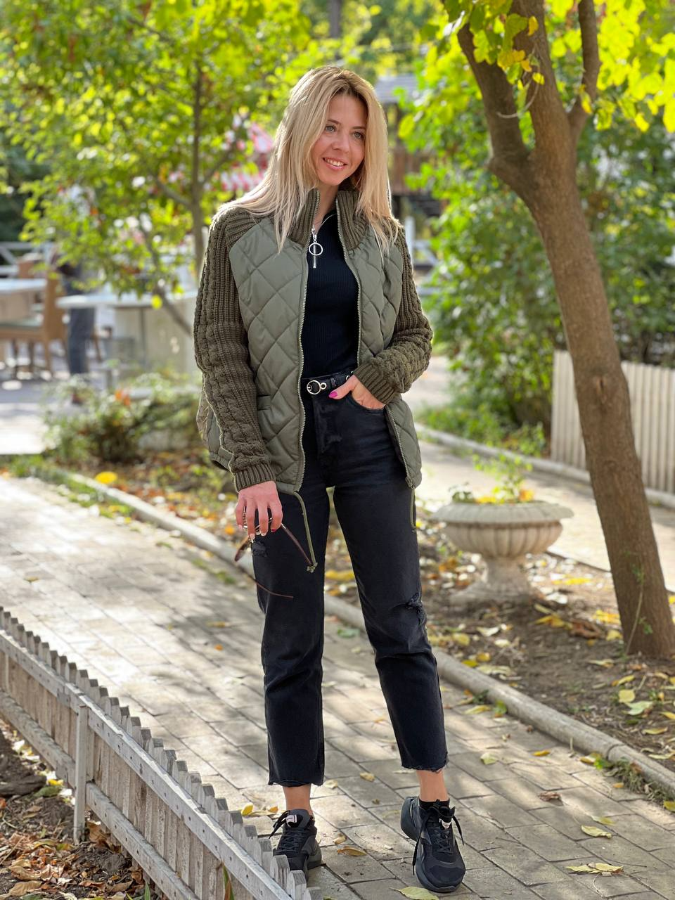 lusailstore -knitted patchwork jacket
